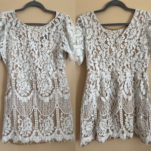 Lulus lace, white, mini-dress. Size XL.